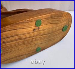 Mid Century Modern Wooden Art Sculpture Figurine Abstract Handmade Signed HFS