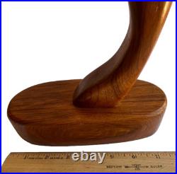 Mid Century Modern Wooden Art Sculpture Figurine Abstract Handmade Signed HFS