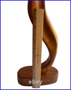 Mid Century Modern Wooden Art Sculpture Figurine Abstract Handmade Signed HFS