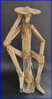 Mid Century Rustic Brutalist Driftwood Sculpture Don Quixote 17H x 10L x 8W