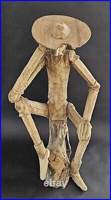 Mid Century Rustic Brutalist Driftwood Sculpture Don Quixote 17H x 10L x 8W