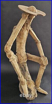 Mid Century Rustic Brutalist Driftwood Sculpture Don Quixote 17H x 10L x 8W