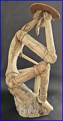 Mid Century Rustic Brutalist Driftwood Sculpture Don Quixote 17H x 10L x 8W