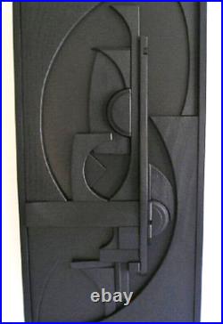 Modern Cubist Abstract Black Wood Louise Nevelson Style Wall Art Sculpture