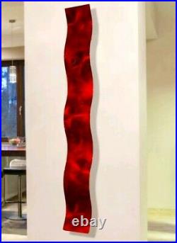 Modern Metal Wave Wall Art Sculpture Red Hanging Abstract Home Decor Jon Allen