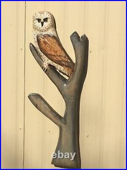 Monkey Face Barn Owl Chainsaw Carving Sculpture Statue Art Decor Wood