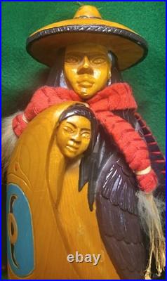 Mother and Child Carving by Pacific Northwest Indigenous Artist Vic Veadg SIGNED