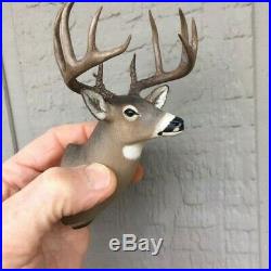 Mule deer whitetail coues wood carved Trethewey original signed sculpture mount