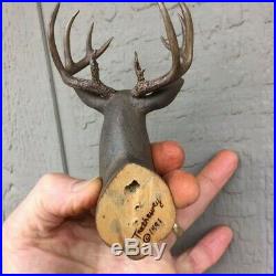 Mule deer whitetail coues wood carved Trethewey original signed sculpture mount