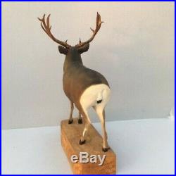 Mule deer woodcarving Ralph Trethewey original signed estate vintage sculpture