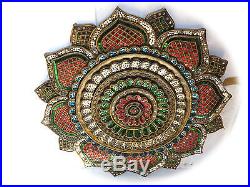 Multi Color Flower Decorated with Glass Wood Carved Home Wall Mural Art FS gtahy