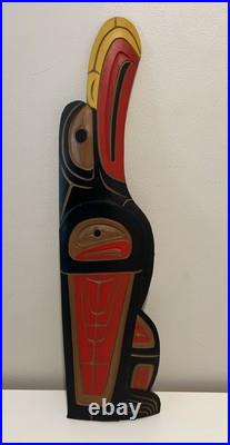 NEIL BAKER Signed Squamish Nation EAGLE WOOD CARVING PAINTED Nearly 30 Beauty
