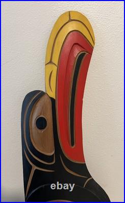 NEIL BAKER Signed Squamish Nation EAGLE WOOD CARVING PAINTED Nearly 30 Beauty