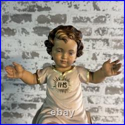 NEW Bergland Baby Jesus IHS 36cm (14in) Gold Leaf Italian Wood Carving Sculpture