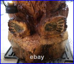 NEW! Chainsaw Carving SITTING BEAR with LANTERN pine wood about 28 h x 16 w