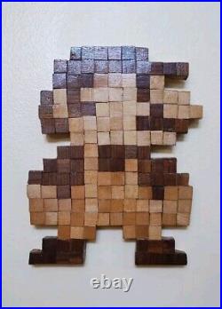 NINTENDO MARIO Pixel Portrait Mosaic Wood Art Home Decor Wall Mount