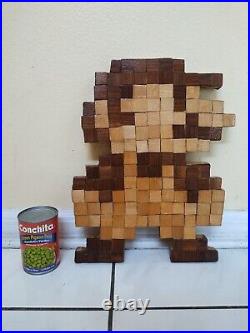 NINTENDO MARIO Pixel Portrait Mosaic Wood Art Home Decor Wall Mount