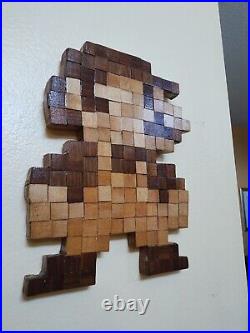 NINTENDO MARIO Pixel Portrait Mosaic Wood Art Home Decor Wall Mount