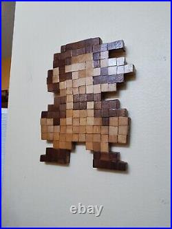 NINTENDO MARIO Pixel Portrait Mosaic Wood Art Home Decor Wall Mount