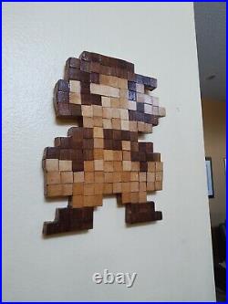 NINTENDO MARIO Pixel Portrait Mosaic Wood Art Home Decor Wall Mount