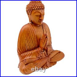 Namaste' Blessing Buddha Sculpture Handmade wood carving Statue Balinese Art