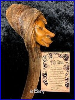 Nancy Tuttle Original Wood Carving Permanently Puckered Pixie OOAK Super