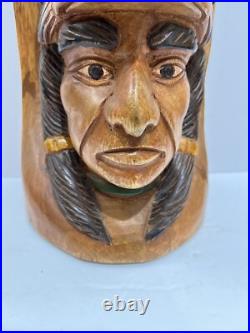 Native American Tribal 3-Face, Eagle TOTEM POLE Hand Carved/Painted 20.5 Tall Native American Tribal 3-Face, Eagle TOTEM POLE Hand Carved/Painted 20.5 Tall