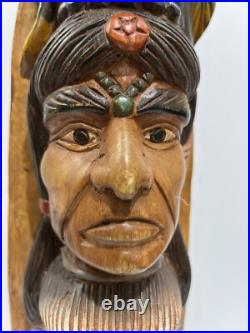 Native American Tribal 3-Face, Eagle TOTEM POLE Hand Carved/Painted 20.5 Tall Native American Tribal 3-Face, Eagle TOTEM POLE Hand Carved/Painted 20.5 Tall