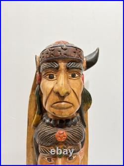 Native American Tribal 3-Face, Eagle TOTEM POLE Hand Carved/Painted 20.5 Tall Native American Tribal 3-Face, Eagle TOTEM POLE Hand Carved/Painted 20.5 Tall