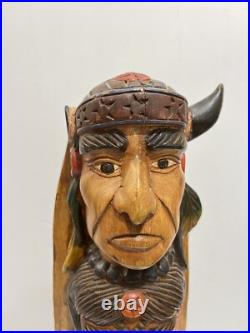 Native American Tribal 3-Face, Eagle TOTEM POLE Hand Carved/Painted 20.5 Tall Native American Tribal 3-Face, Eagle TOTEM POLE Hand Carved/Painted 20.5 Tall
