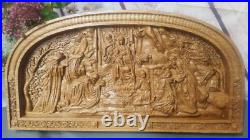 Nativity WOOD CARVED CHRISTIAN SCULPTURE RELIGIOUS WALL HANGING ART WORK