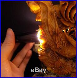 Natural Jade Statue sculpture Hand Carved 2.8KG lucky bird&flower#wood base#bs99