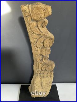 Neolithic Style Rustic Primative Hand Carved Wooden Sculpture