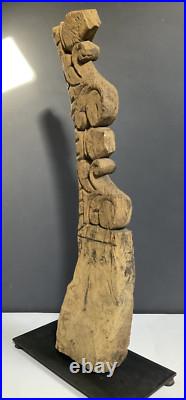 Neolithic Style Rustic Primative Hand Carved Wooden Sculpture