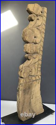 Neolithic Style Rustic Primative Hand Carved Wooden Sculpture