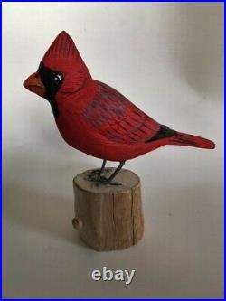 New England Home Décor Hand Carved Cardinal Carving Songbird Maine USA