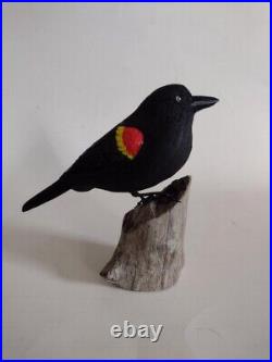 New England Home Décor Hand Carved Red -Winged Blackbird Carving Maine USA