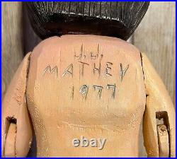 New York Jacob Mathey Folk Outsider Art Carved Smiling Lady 12 Doll 1977