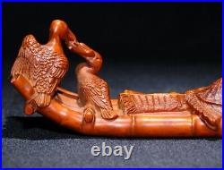 Nice Cormorant Fisherman Statue Natural Boxwood Hand carved Office Desktop decor