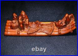 Nice Cormorant Fisherman Statue Natural Boxwood Hand carved Office Desktop decor