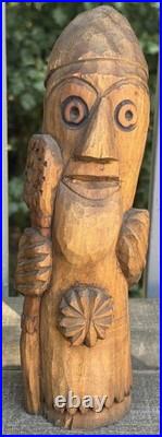 Nicolae Popa Signed Romanian Folk Art Wood Carving Naive Sculpture Woodcutter