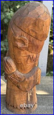 Nicolae Popa Signed Romanian Folk Art Wood Carving Naive Sculpture Woodcutter