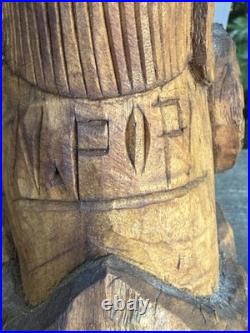 Nicolae Popa Signed Romanian Folk Art Wood Carving Naive Sculpture Woodcutter