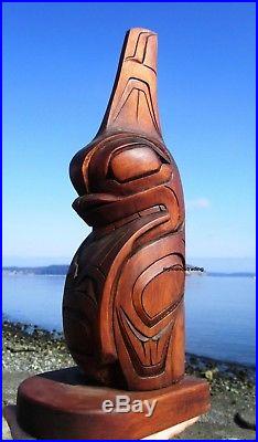 Northwest Coast First Nations native wood Art carved HAIDA WHALE Sculpture totem
