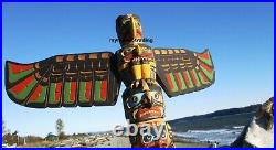 Northwest Coast First Nations native wood Art carving superb Totem Pole, signed