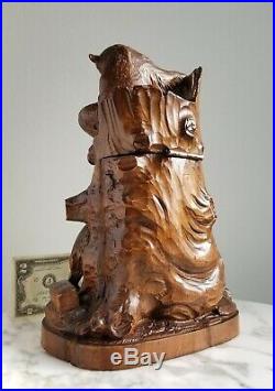 OLD Carved Wood/Carving Tobacco Jar/Humidor-BEAR-Black Forest German/Brienz