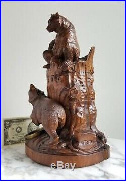 OLD Carved Wood/Carving Tobacco Jar/Humidor-BEAR-Black Forest German/Brienz