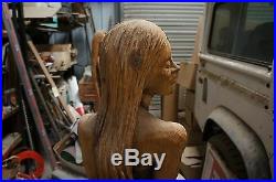 ONE-OF-A-KIND over 4 FT. TALL FANTASTIC WOOD CARVING OF A BEAUTIFUL MERMAID