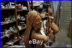 ONE-OF-A-KIND over 4 FT. TALL FANTASTIC WOOD CARVING OF A BEAUTIFUL MERMAID