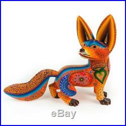 ORANGE FOX Oaxacan Alebrije Wood Carving Mexican Art Animal Sculpture Painting